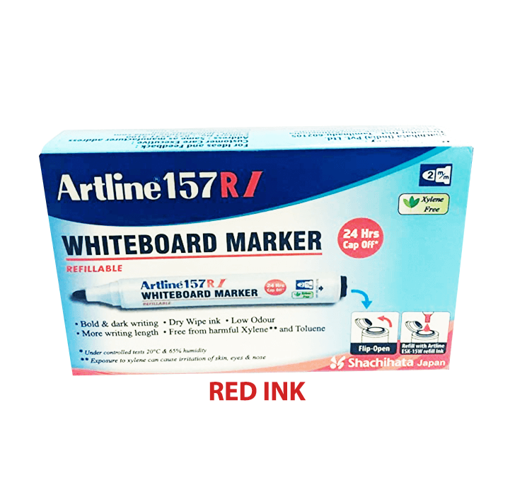 Buy Artline 157 RI (Red Ink) (10 Markers) White Board Marker