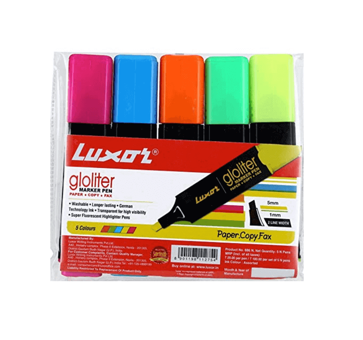 Buy Luxor Gloliter Marker Pen (HIGHLIGHTER) (5 Colors)