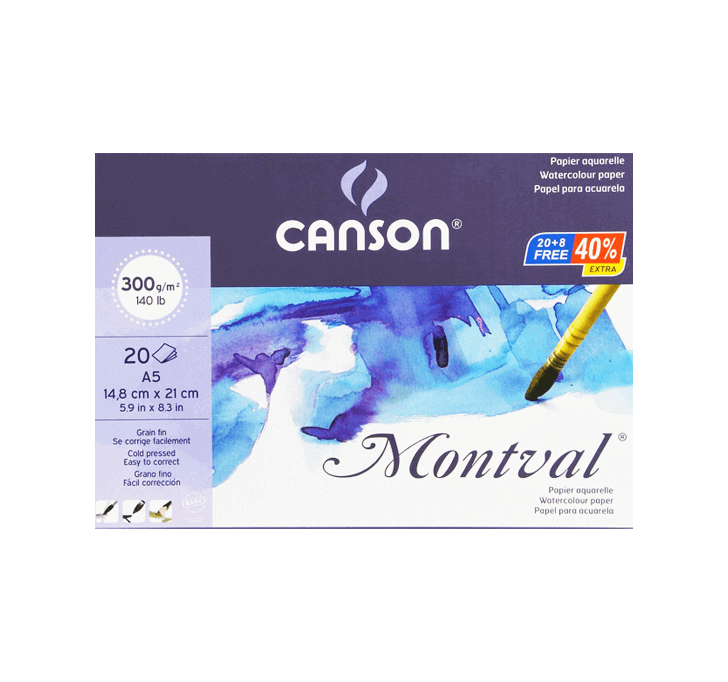 Buy Canson Montval (A5 Watercolour Paper) (300 GSM) (20 + 8 Sheets)