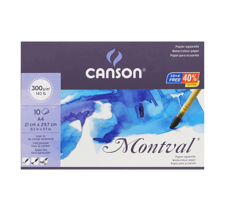 Buy Canson Montval (A4 Watercolour Paper) (300 GSM) (10 + 4 Sheets)