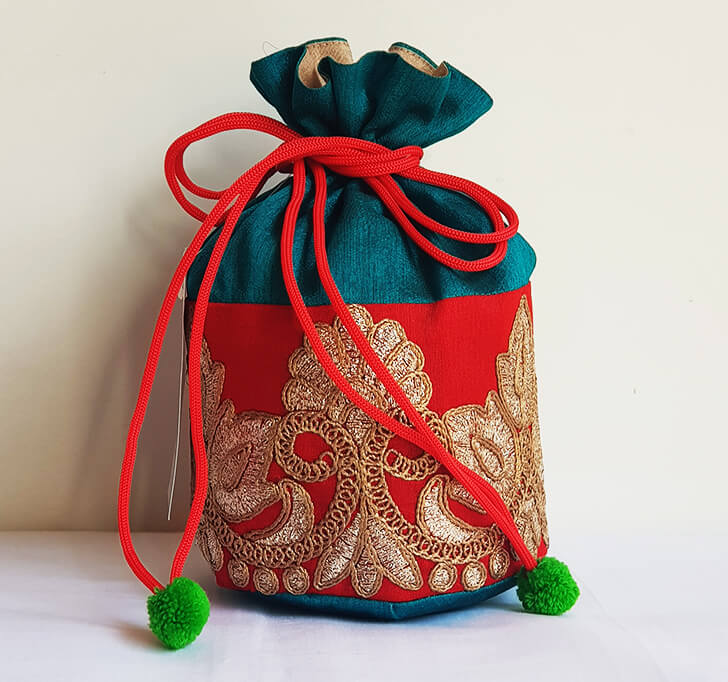Buy Red Mehndi Green Hand Crafted Potli