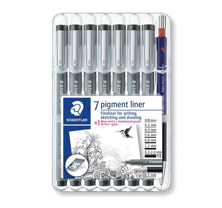 Buy Staedtler Pigment Liners With Mars Mechanical 0.5 Mm Pencil