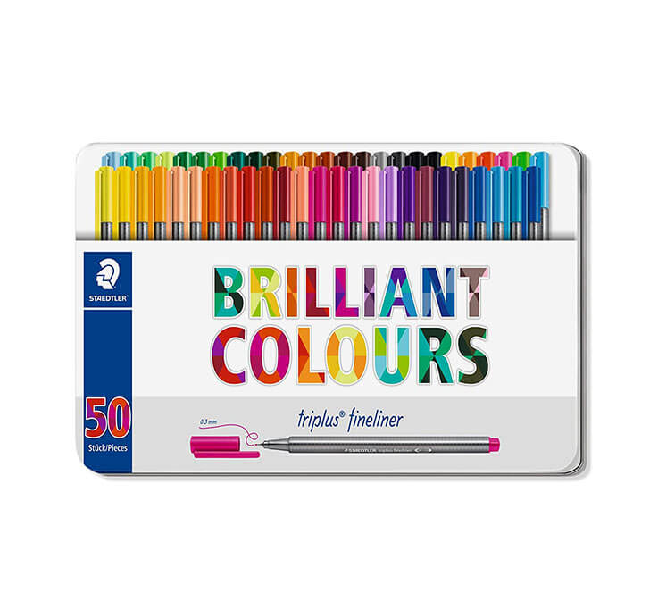 Buy Staedtler Triplus Fineliner Pens, Metal Tin Containing 50 Assorted Colors (334 M50)