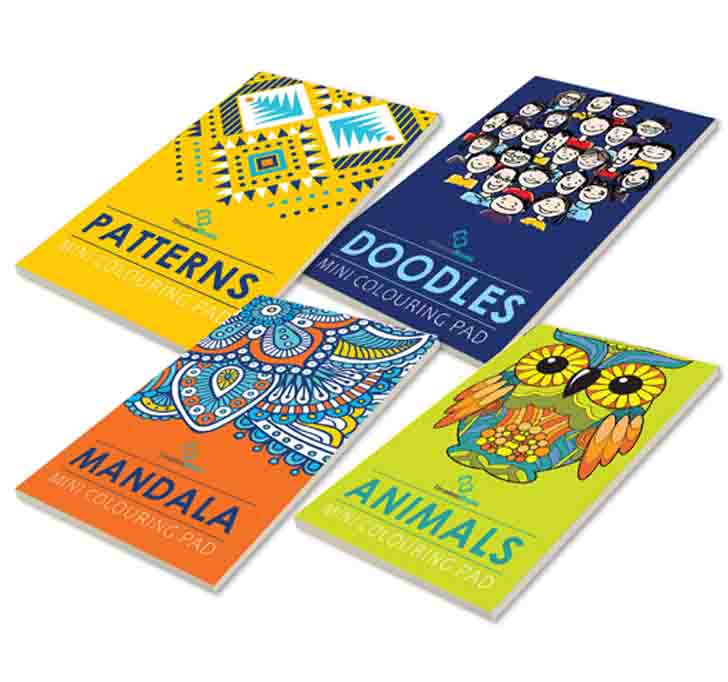 Buy Set Of 4 Mini Adult Colouring Pads Including Patterns, Mandala, Doodles & Animals