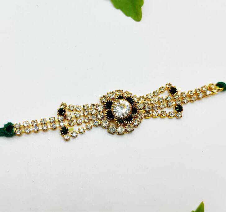 Buy Semi Precious Diamond Stone Bracelet Bhaiya Rakhi
