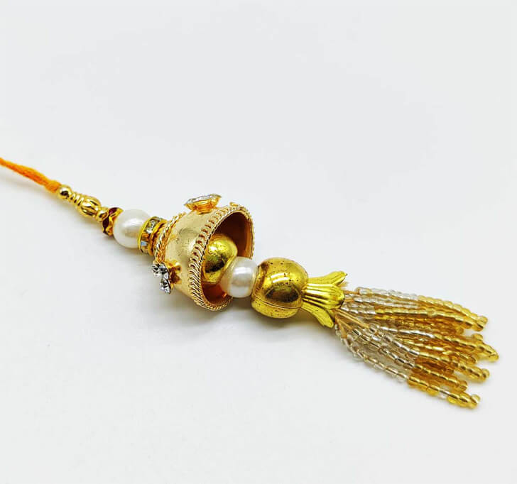 Buy Golden Artificial Beads Lumba Rakhi