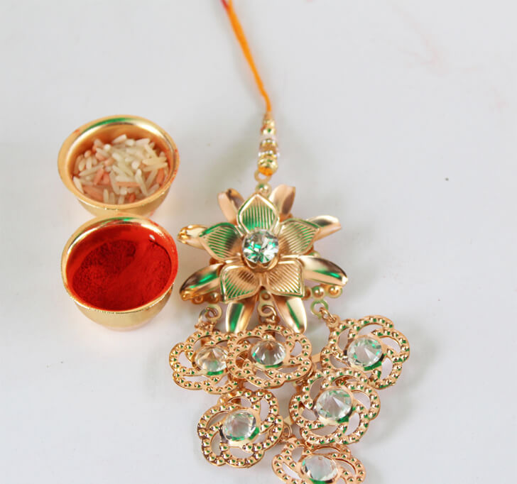 Buy Platinum Floral Jewelry Design Lumba Rakhi