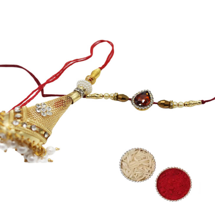 Buy Golden Lumba & Diamond Beads Pair Rakhi
