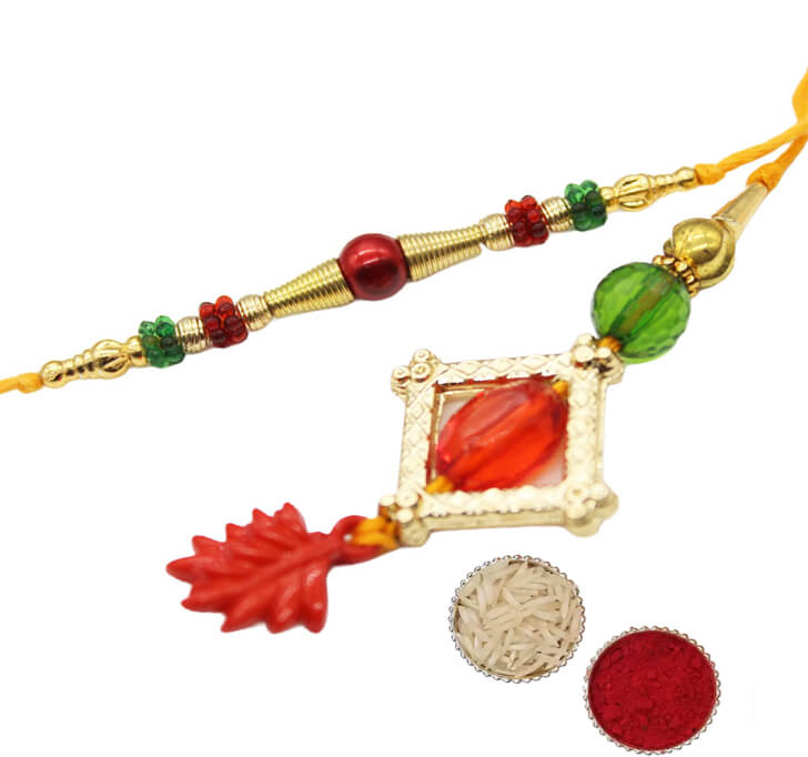 Buy Multicolor Beads Bhaiya Bhabi Paired Rakhi