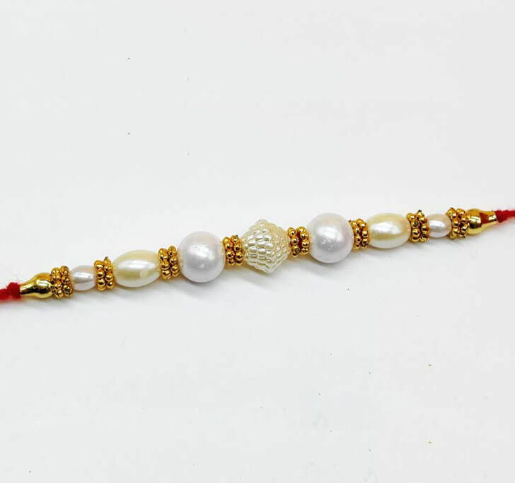Buy White Pearl Beads Bhaiya Rakhi