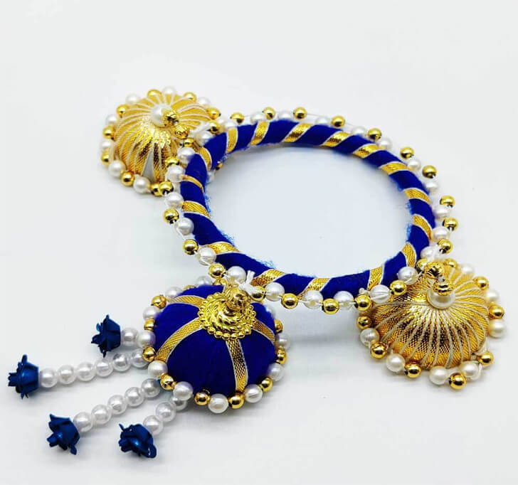 Buy Blue Golden Gota Patti Designer Kada Rakhi