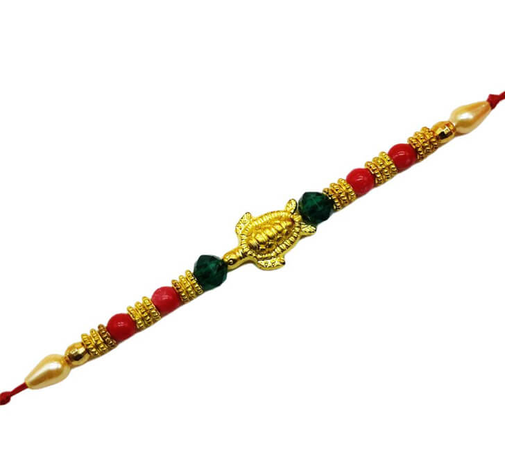 Buy Golden Multicolor Beads Dora Bhaiya Rakhi