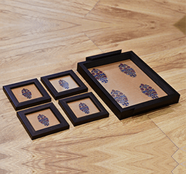 Buy Haveli Floral Motif Tray & Coasters