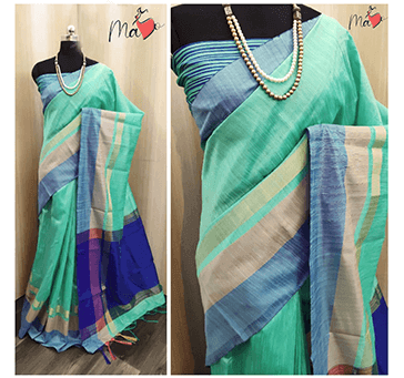 Buy Women Khadi Cotton Saree (Light Green)