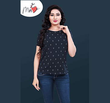 Buy Women Top Black & White Print