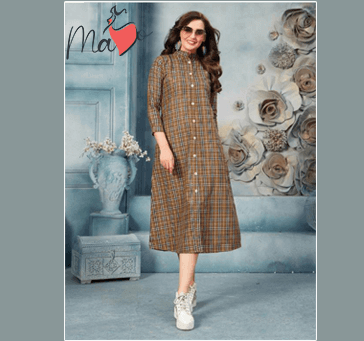 Buy Women Brown Checked Dress
