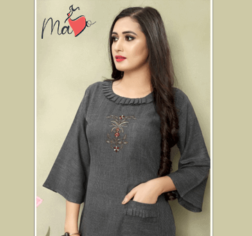 Buy Women Designer Kurti Gray