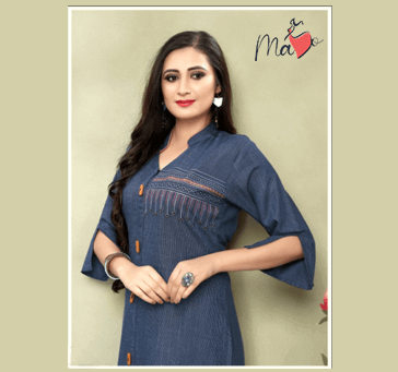 Buy Women Designer Kurti Navi Blue