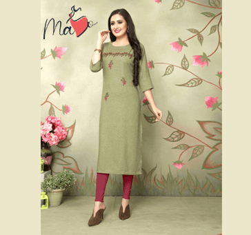 Buy Women Designer Kurti Khaki Green