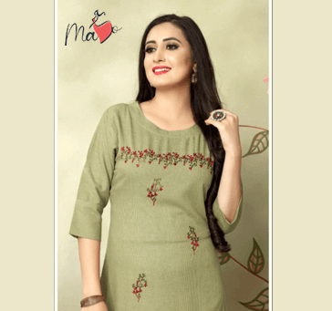 Buy Women Designer Kurti Khaki Green
