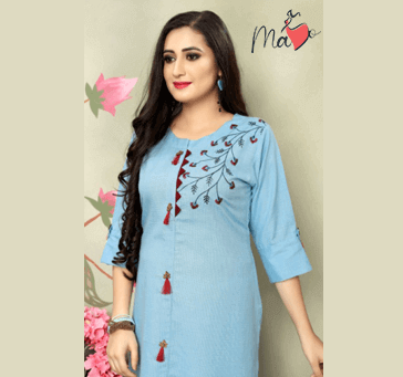 Buy Women Designer Kurti Blue