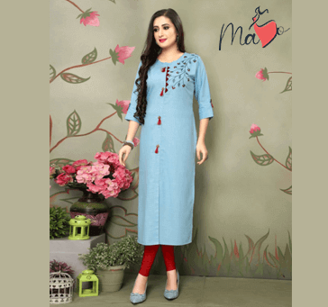 Buy Women Designer Kurti Blue