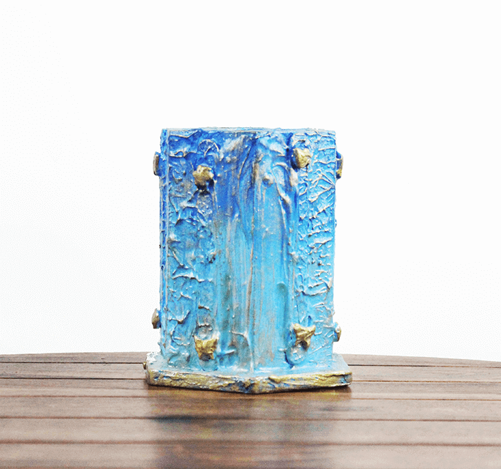 Buy Wooden Blue Pen Stand
