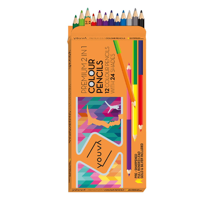 Buy Youva Color Pencils 2 In 1 (12 Pieces)