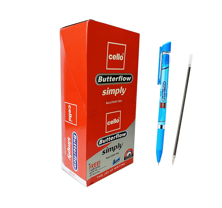 Buy Cello Butterflow Simply Ball Pen Pack Of 50 (Blue)