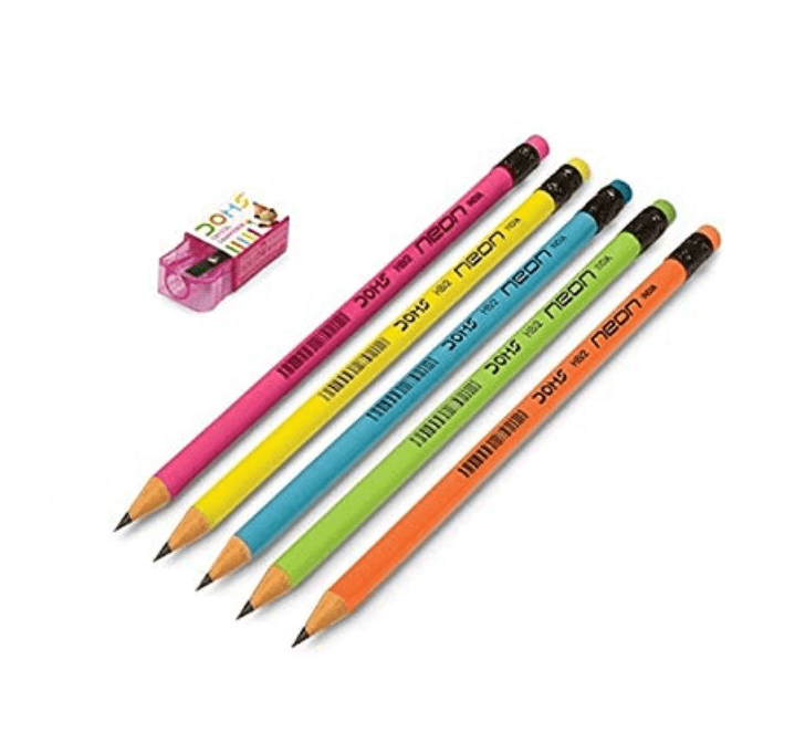 Buy DOMS Neon Rubber Tipped Graphite Pencils (10 Pencil + 1 Sharpner)