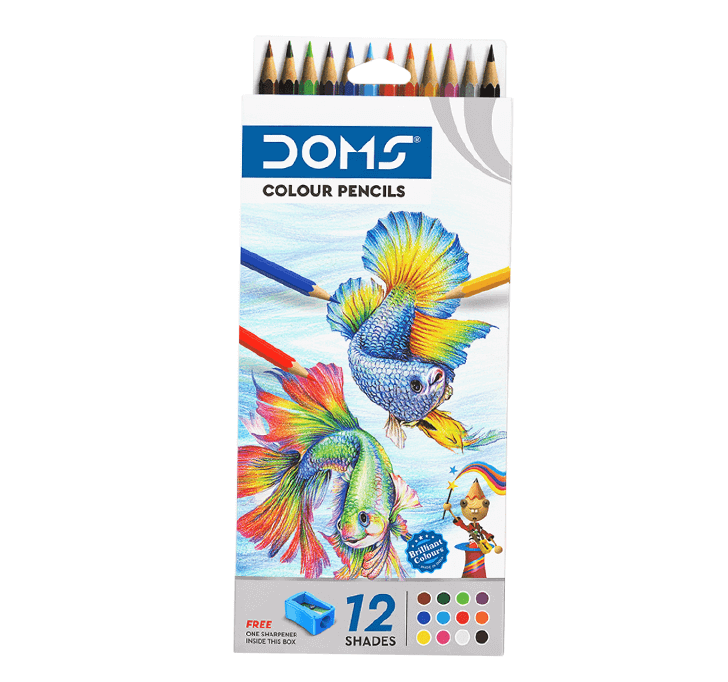 Buy DOMS Colour Pencils (12 Shades) (Inside FREE One Sharpener)