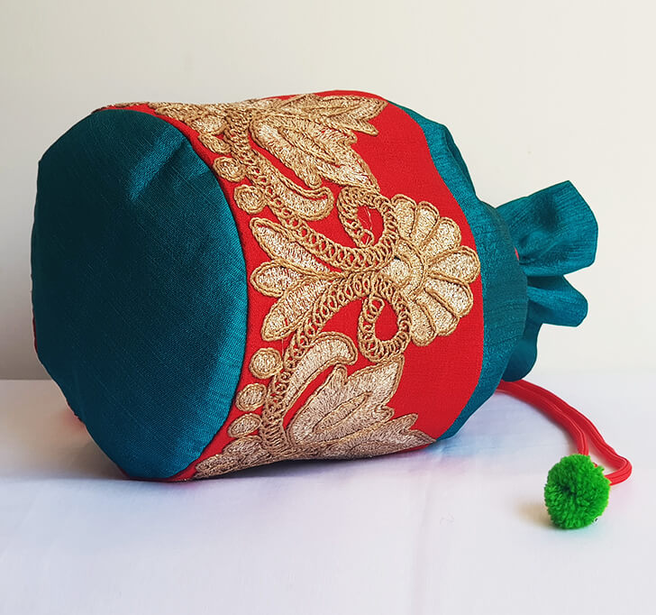 Buy Red Mehndi Green Hand Crafted Potli