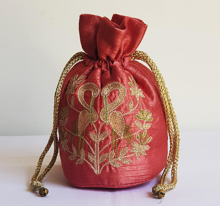 Buy Rose Pink Hand Crafted Potli