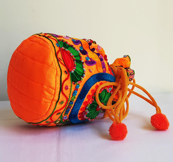 Buy Orange Hand Crafted Potli