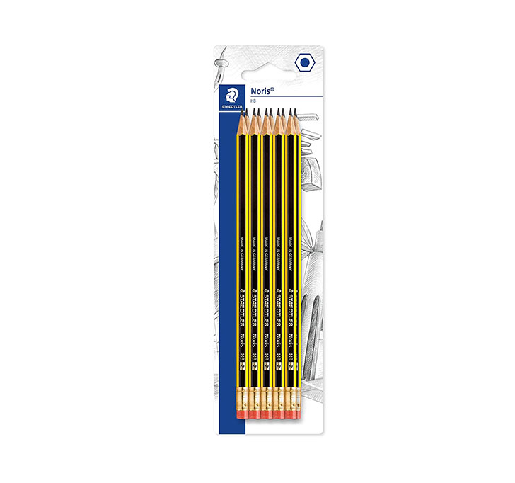 Buy STAEDTLER 122-2 BK10 Noris HB Pencil With Eraser Tip, Double Stacked, Pack Of 10