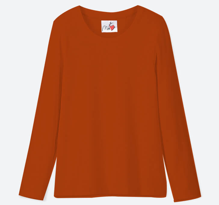Buy MaYo Full Sleeve Girl T-Shirt (Rust Color) 100% Cotton
