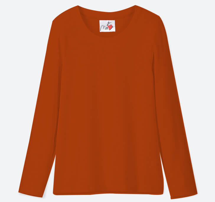 Buy MaYo Full Sleeve Girl T-Shirt (Rust Color) 100% Cotton