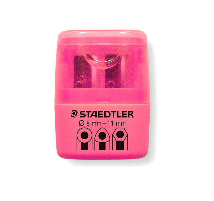 Buy Staedtler Double Hole Tub Sharpeners In Neon Colours (Pink) In Blister Packing