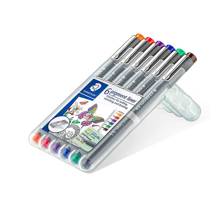 Buy Staedtler Coloured 0.5mm Pigment Liner Pens Set - Pack Of 6