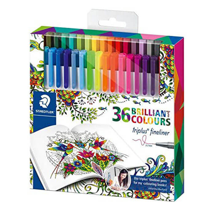 Buy Staedtler Johanna Basford Triplus Fineliner Pens - Pack Of 36 (Clear)