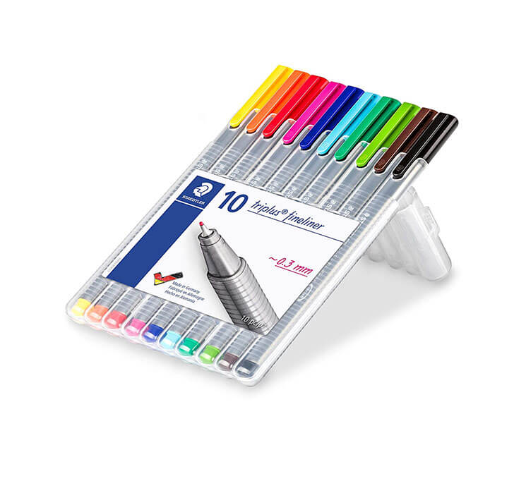 Buy Staedtler 334 SB10 Triplus Fineliner Tip Pen In Staedtler Box - Pack Of 10 (Multicolor)