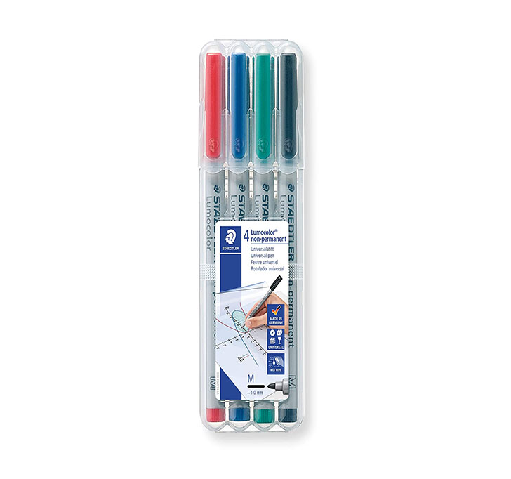 Buy Q-Connect OHP Pen Non-Permanent Medium Wallet Of 4 Assorted (1, A)