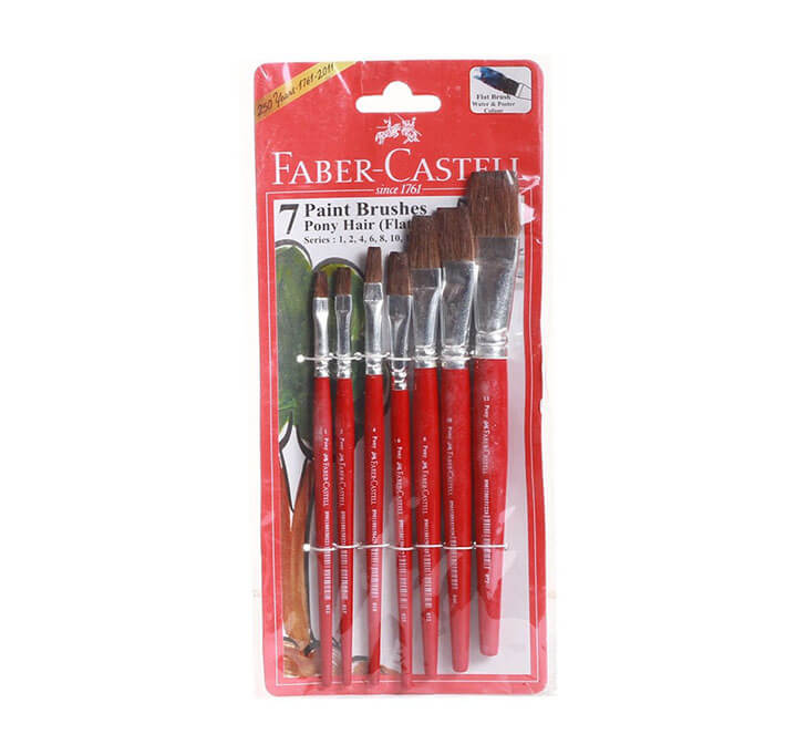 Buy Faber-Castell Pony Hair Flat Paint Brush (Assorted Set Of 7)