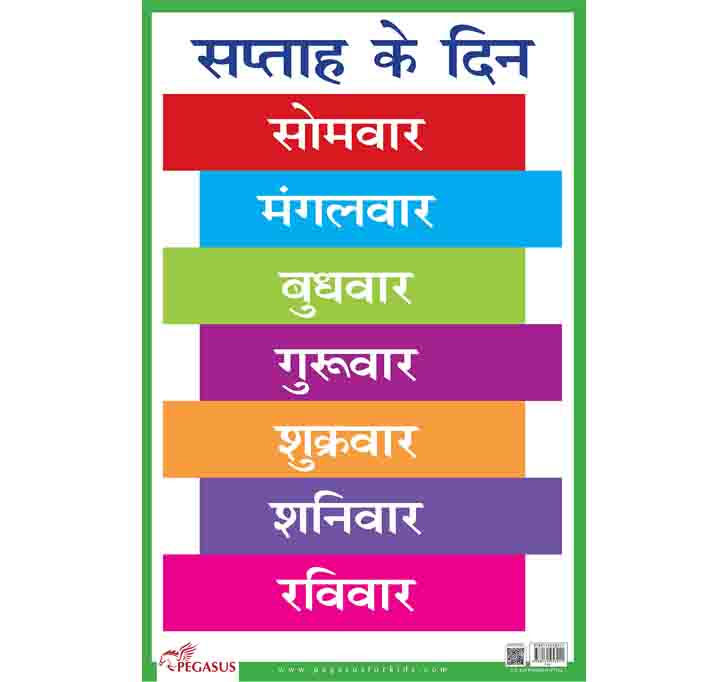 Buy Saptah Ke Din Hindi Weekdays - Thick Laminated Primary Chart Wall Chart â€“ 1 January 2018