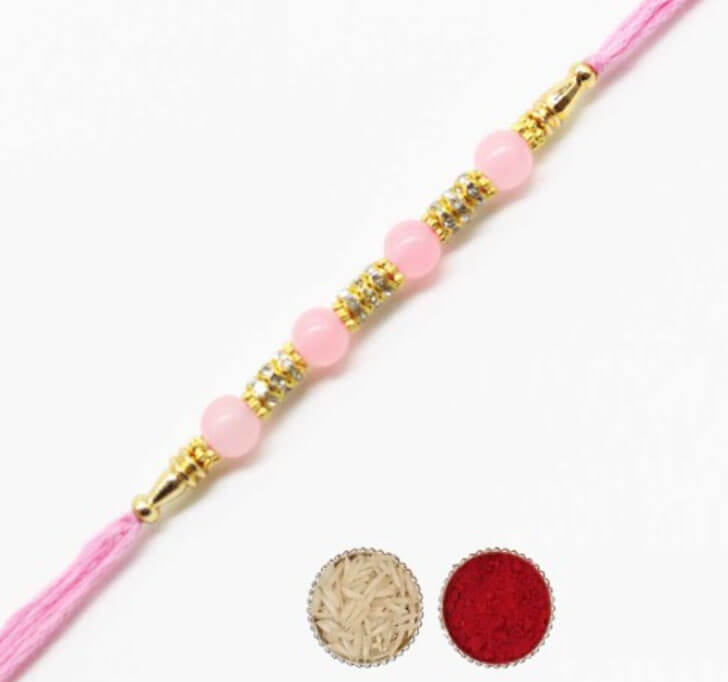Buy Designer Pink Pearl Beads Bhaiya Rakhi