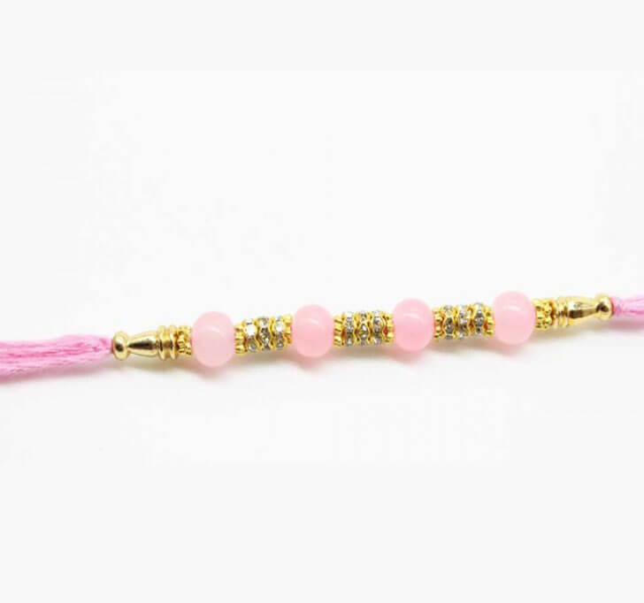 Buy Designer Pink Pearl Beads Bhaiya Rakhi