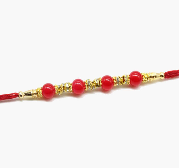 Buy Designer Red Pearl Beads Bhaiya Rakhi
