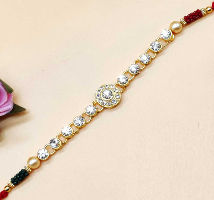 Buy Diamond Stone Bracelet Bhaiya Rakhi