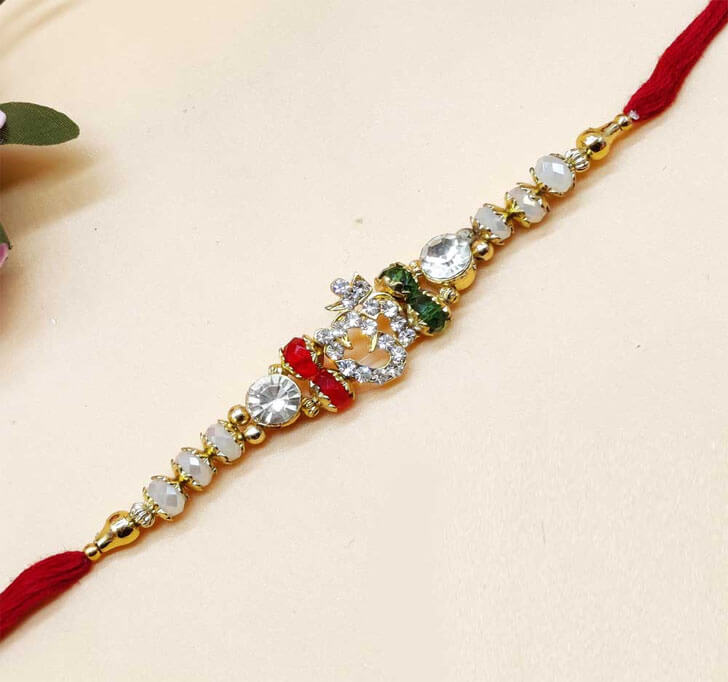 Buy OM Diamond Center Piece Bhaiya Dora Rakhi