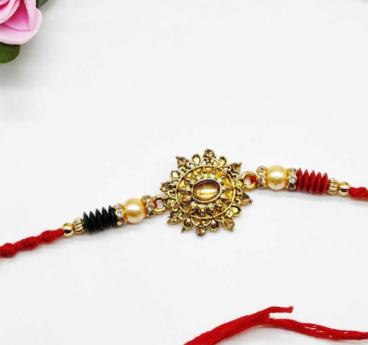 Buy Semi Precious Diamond Center Piece Bhaiya Rakhi